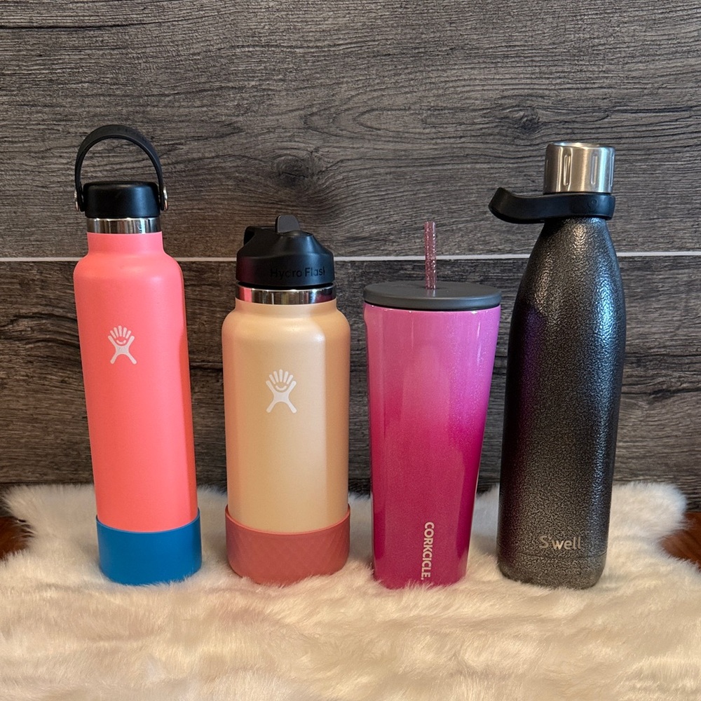 Hydroflask, Corkcicle, S’well stainless steel tumbler bundle